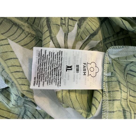 NEW! Farm Rio Palm Fan Midi Dress XL White Green Tropical Cotton Beaded Straps - Picture 10 of 12